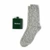 Barbour Hip Flask And Sock Gift Set Green