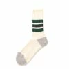 RoToTo Coarse Ribbed Oldschool Crew Socks Green / Charcoal