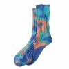 Rototo Chunky Ribbed Crew Socks Tie Blue / Orange / Turq